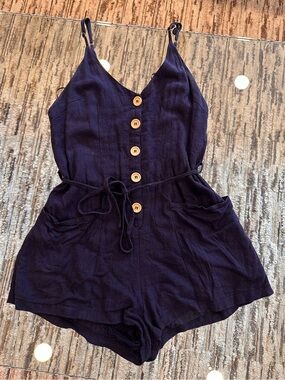 Skylar + Madison Navy Button Down Romper Size M